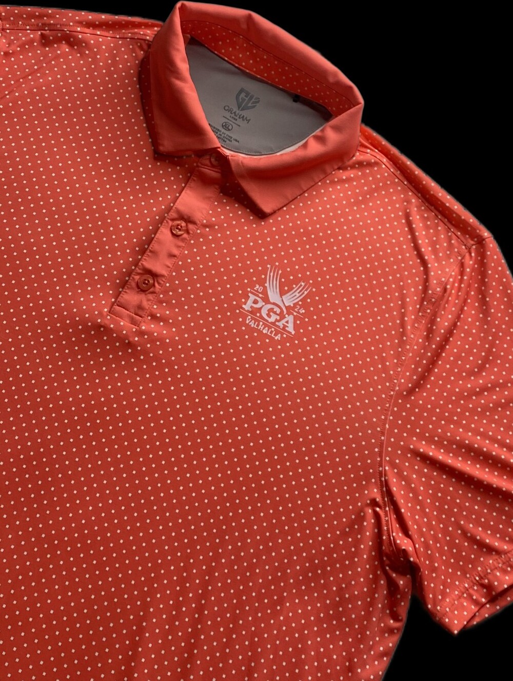 Graham Luxe PGA Valhalla Polo Mens XL Coral Dot 2024 Golf Shirt